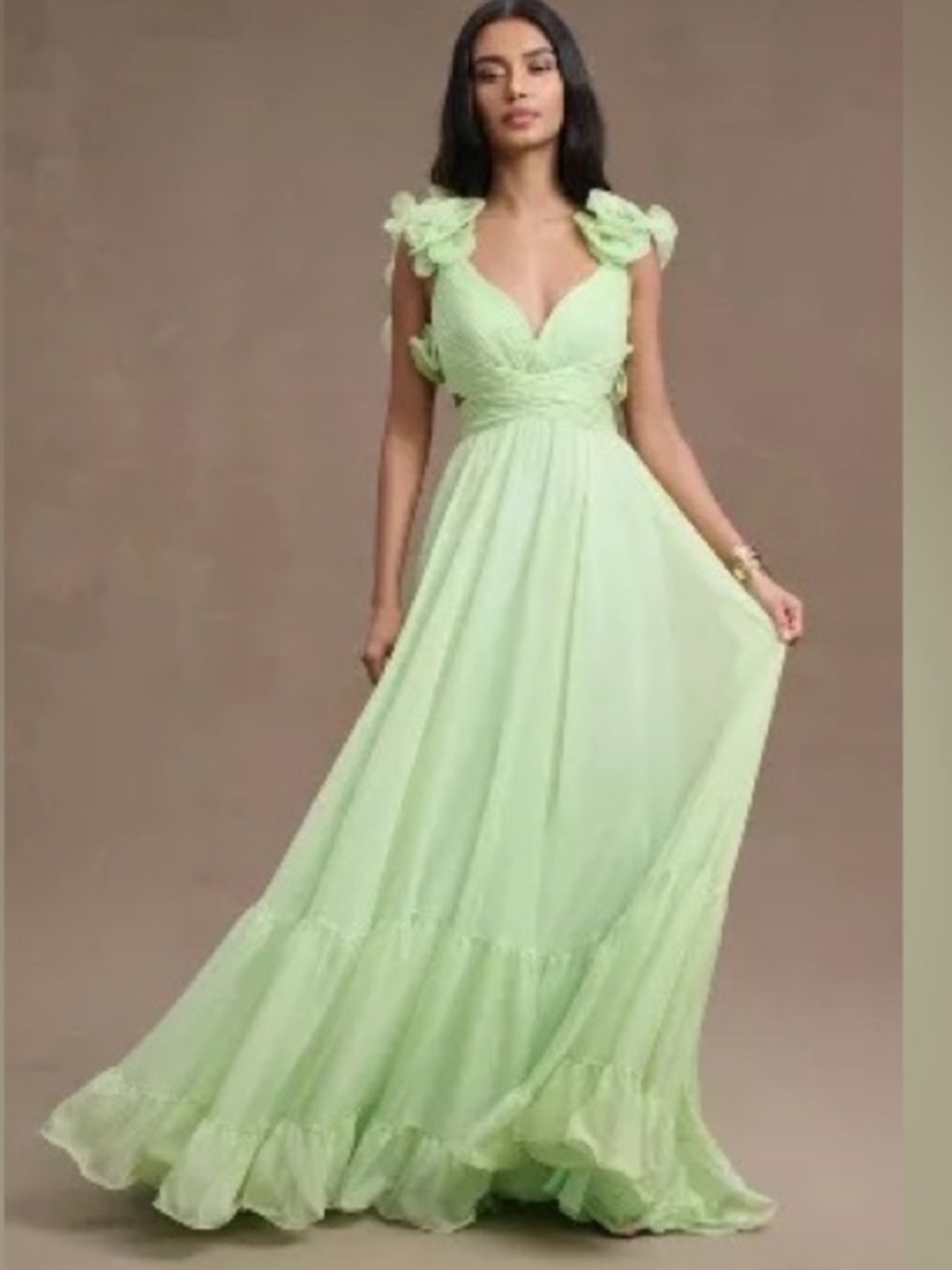 NEW MAC DUGGAL Ruffle Tiered Cut-Out Chiffon Gown Anthropologie size 4 - Picture 16 of 16